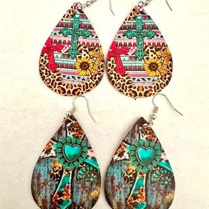 Delicate and colorful cross earrings